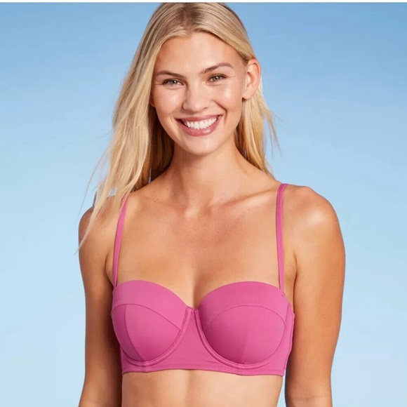 Women's Light Lift Bralette Bikini Top - Shade & Shore Pink 34B - Picture 4 of 17